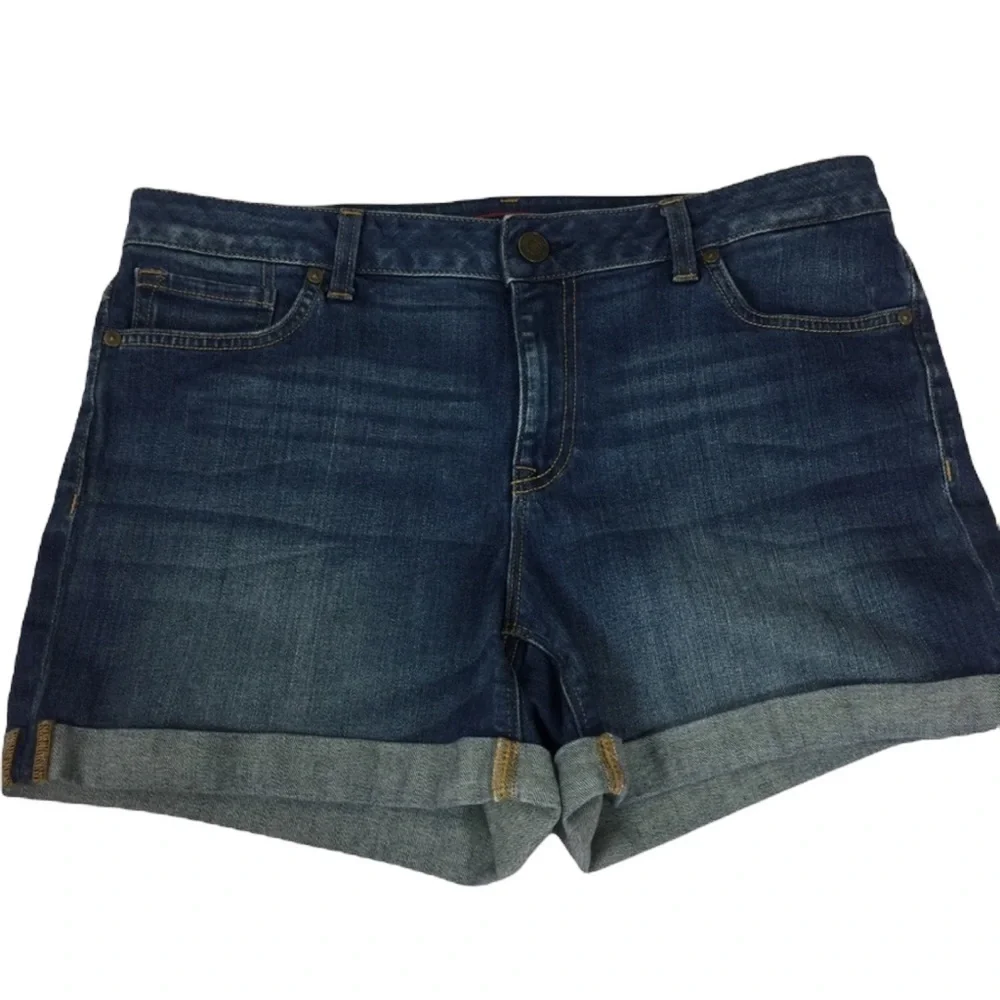 Seven Medium Wash Denim Shorts With 1.5” Cuff
